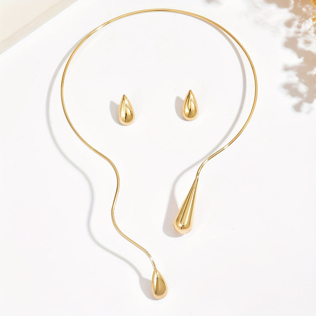 Taliah | Set Eleganter Halskette und Ohrringe mit Asymmetrischem Tropfen-Design