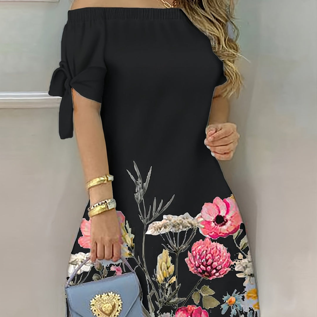 Viviana | A Floral Print Dress with Bow Decoration