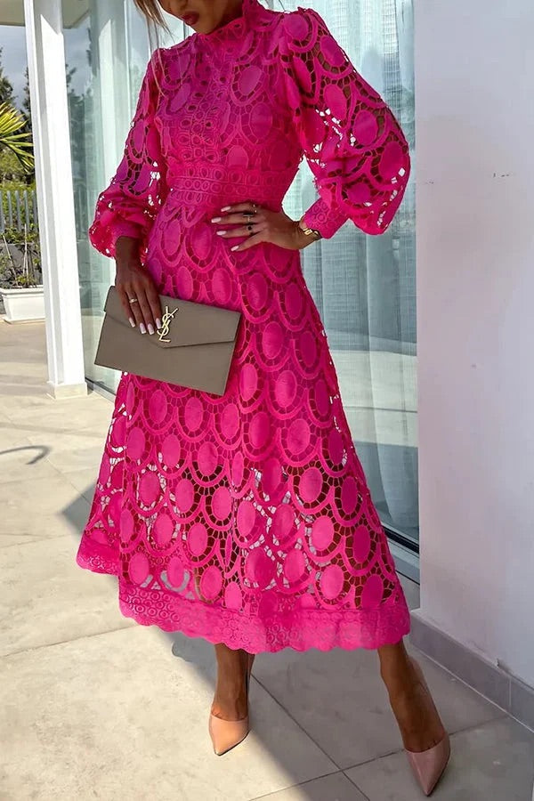 Bloom | Midi-Party-Kleid mit Spitzenärmeln