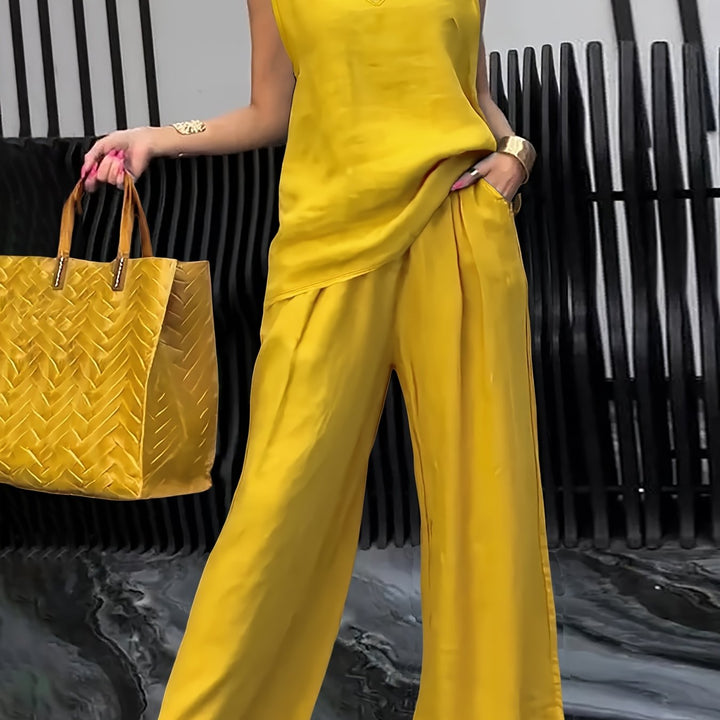 Kalia | Zweiteiliges Casual-Set mit Ärmellosem Top und Weitgeschnittenen Hosen