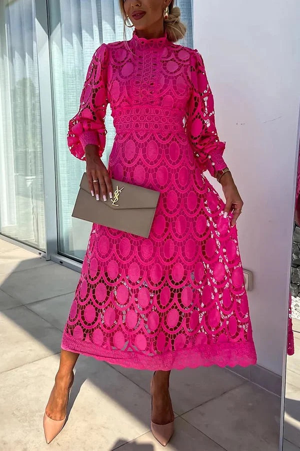 Bloom | Midi-Party-Kleid mit Spitzenärmeln