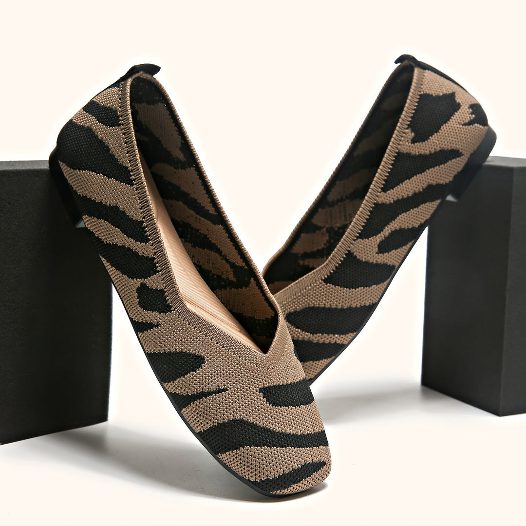 Ivara | Elegante Ballerinas mit Zebra-Muster und Quadratzehen