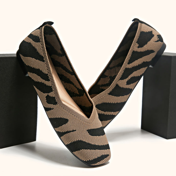 Ivara | Elegante Ballerinas mit Zebra-Muster und Quadratzehen