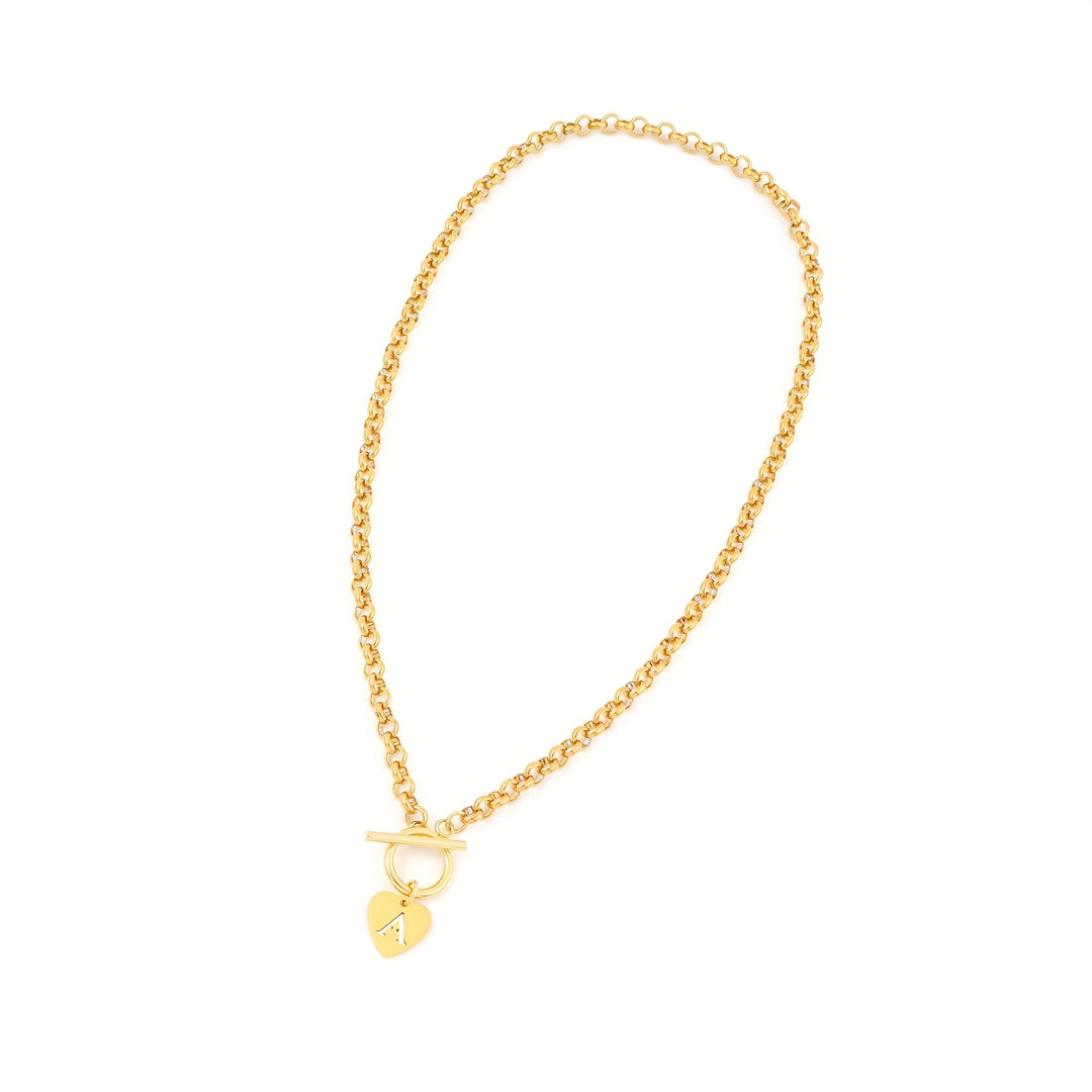 Maribel | Trendy Colorful Heart Initial Pendant with Chain Clasp