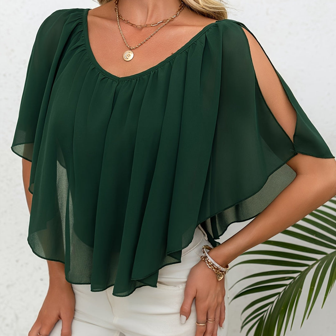 Adele | Elegante Bluse mit schulterfreien Plissee-Details