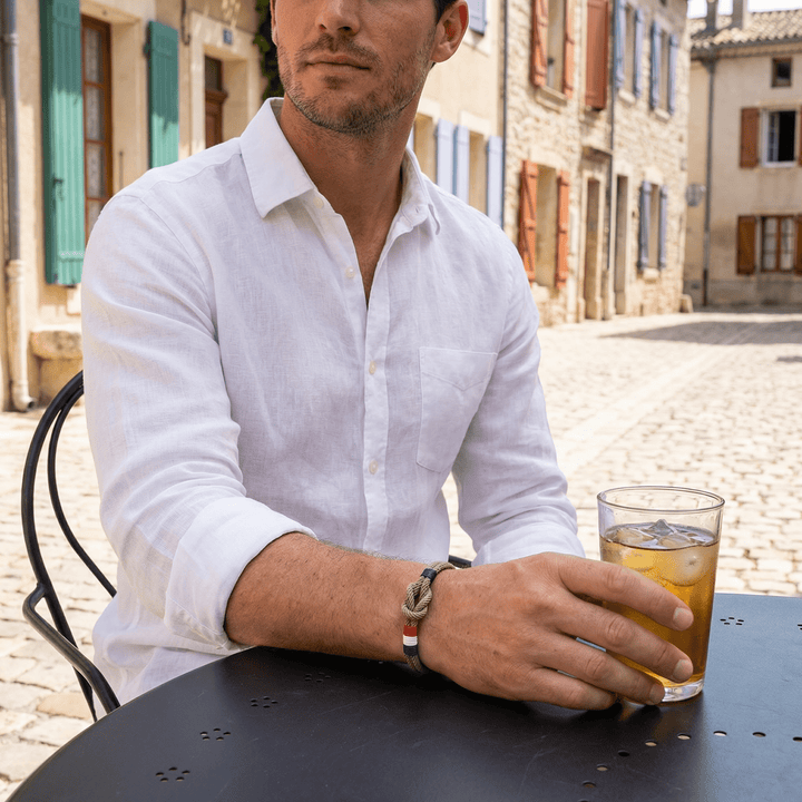 Porter | Armband aus Kordel mit Knoten und französischer Flagge, verstellbar