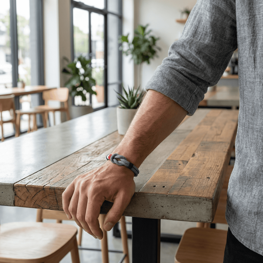 Porter | Armband aus Kordel mit Knoten und französischer Flagge, verstellbar
