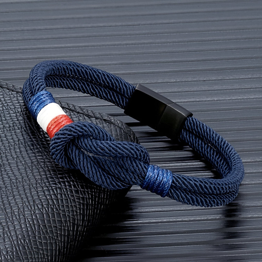 Porter | Armband aus Kordel mit Knoten und französischer Flagge, verstellbar