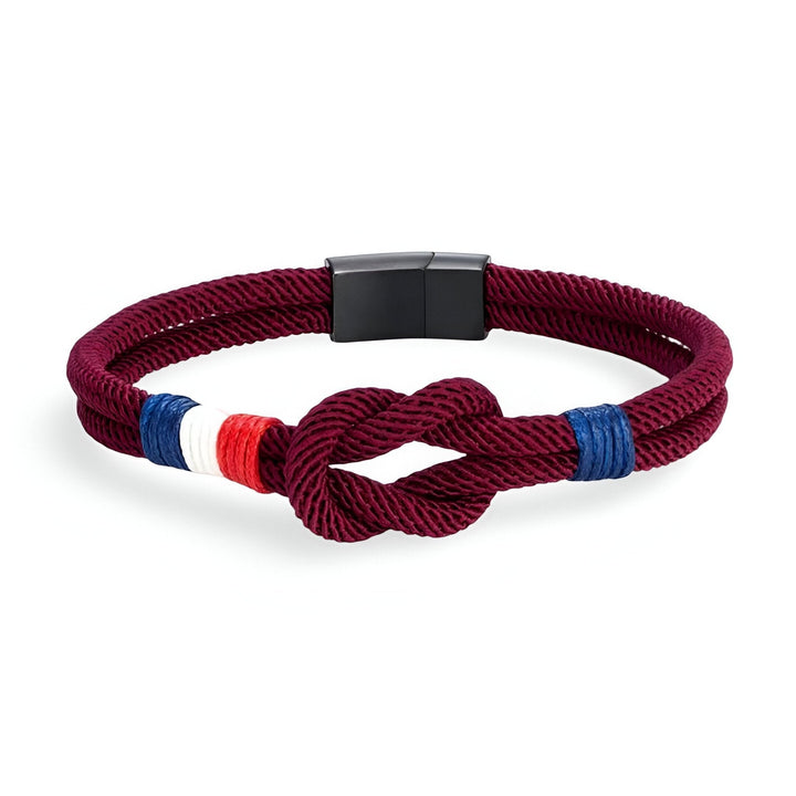 Porter | Armband aus Kordel mit Knoten und französischer Flagge, verstellbar