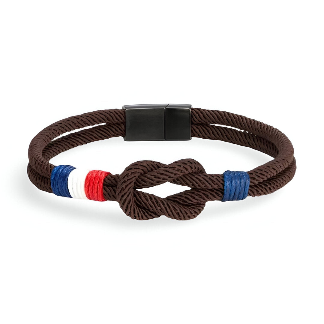 Porter | Armband aus Kordel mit Knoten und französischer Flagge, verstellbar