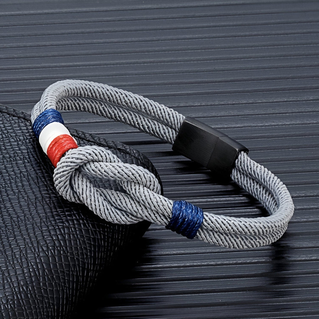Porter | Armband aus Kordel mit Knoten und französischer Flagge, verstellbar