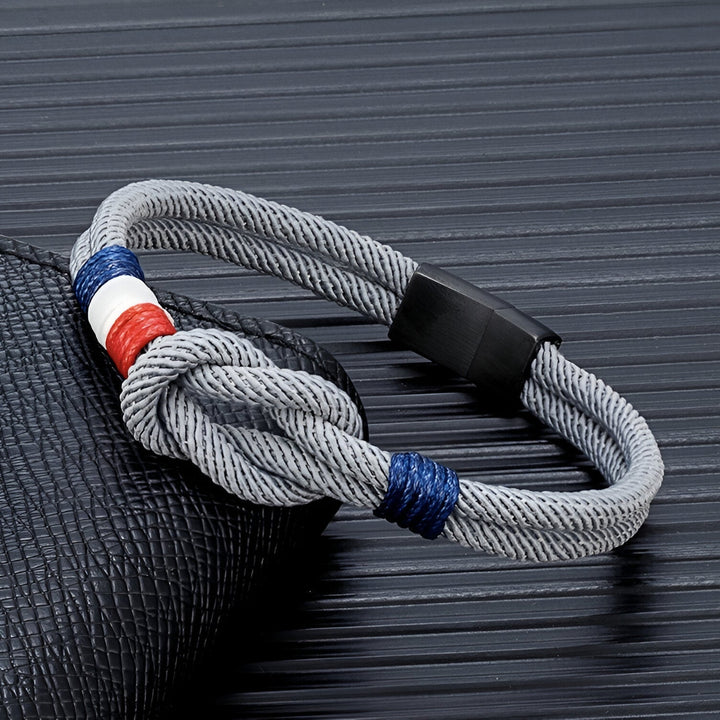 Porter | Armband aus Kordel mit Knoten und französischer Flagge, verstellbar