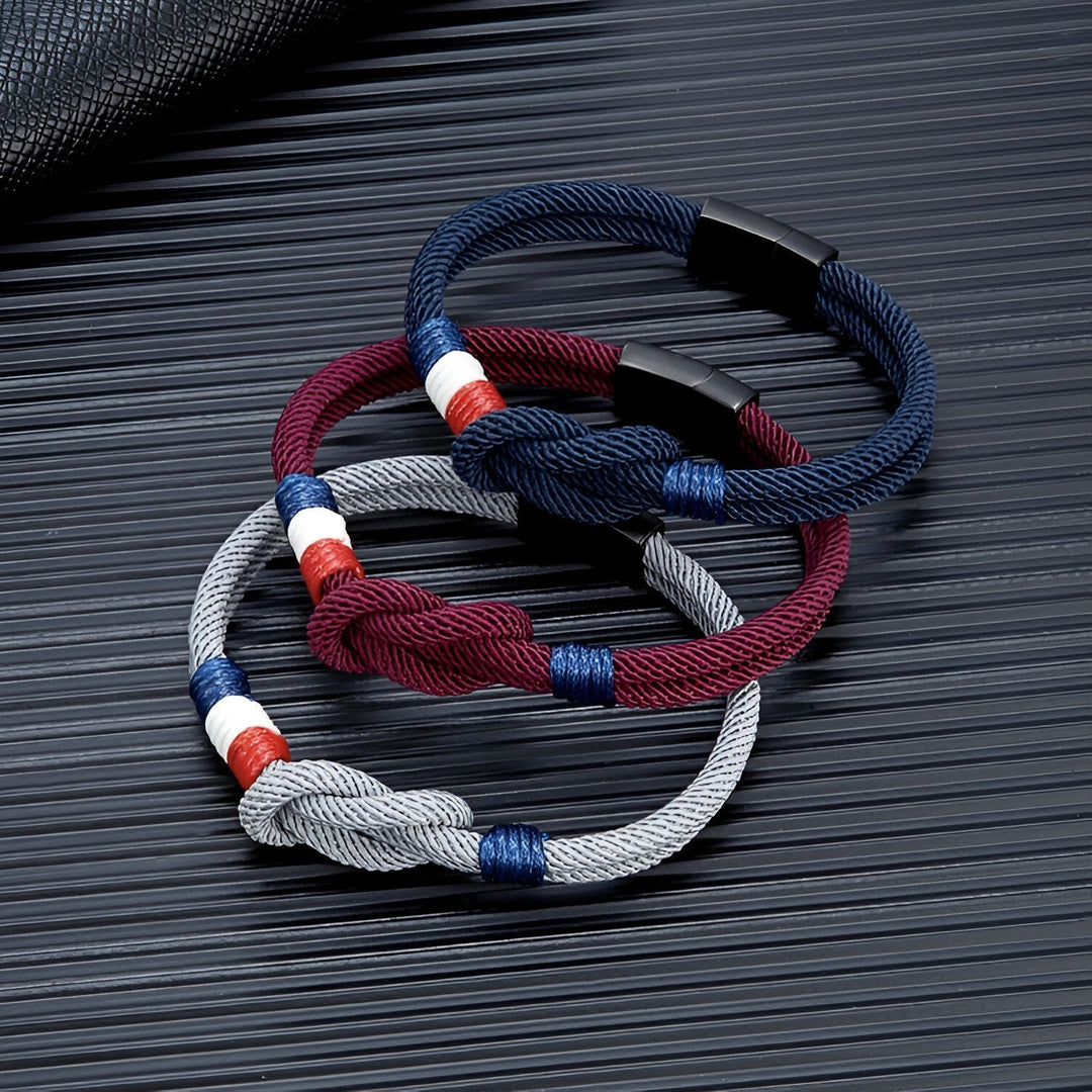Porter | Armband aus Kordel mit Knoten und französischer Flagge, verstellbar