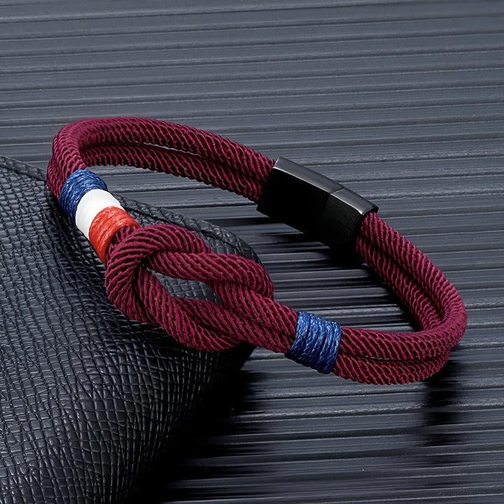 Porter | Armband aus Kordel mit Knoten und französischer Flagge, verstellbar