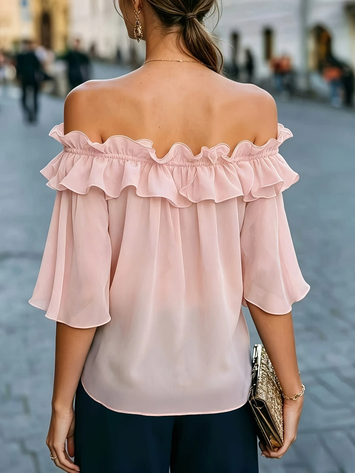 Bruvelle | Elegante Bluse mit schulterfreien Ärmeln und kurzen Ärmeln
