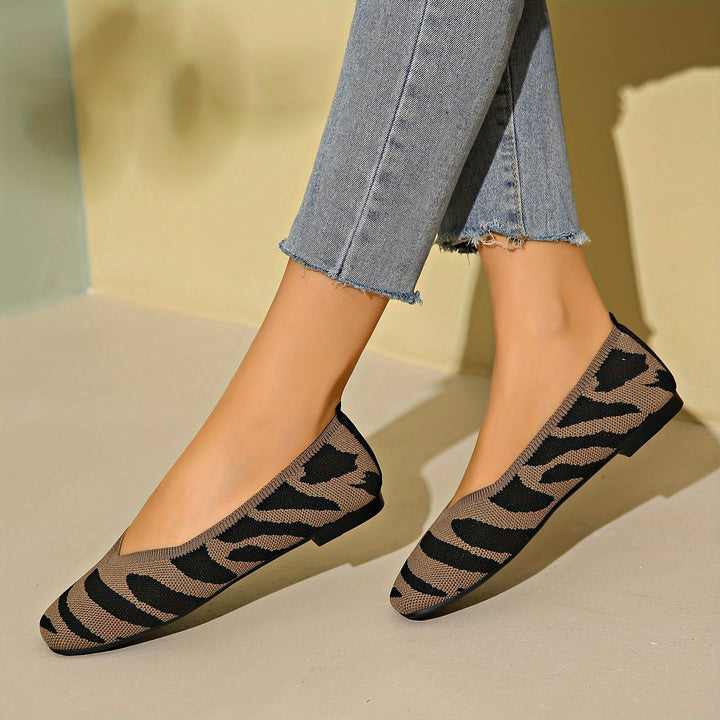 Ivara | Elegante Ballerinas mit Zebra-Muster und Quadratzehen