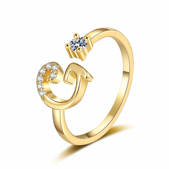 Miranda | Verstellbarer Ring mit Glänzender Initiale
