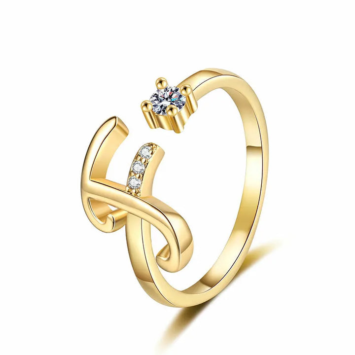 Miranda | Verstellbarer Ring mit Glänzender Initiale