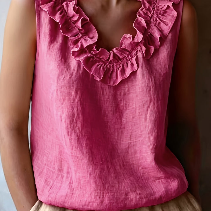 Katherine | Ärmellose Bluse mit Rüschen im lockeren Schnitt für Frühling/Sommer