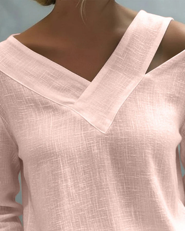 Avelina | Bluse mit schulterfreien Ärmeln und V-Ausschnitt