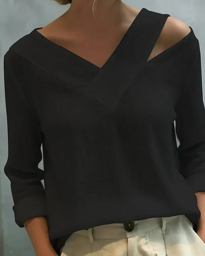 Avelina | Bluse mit schulterfreien Ärmeln und V-Ausschnitt