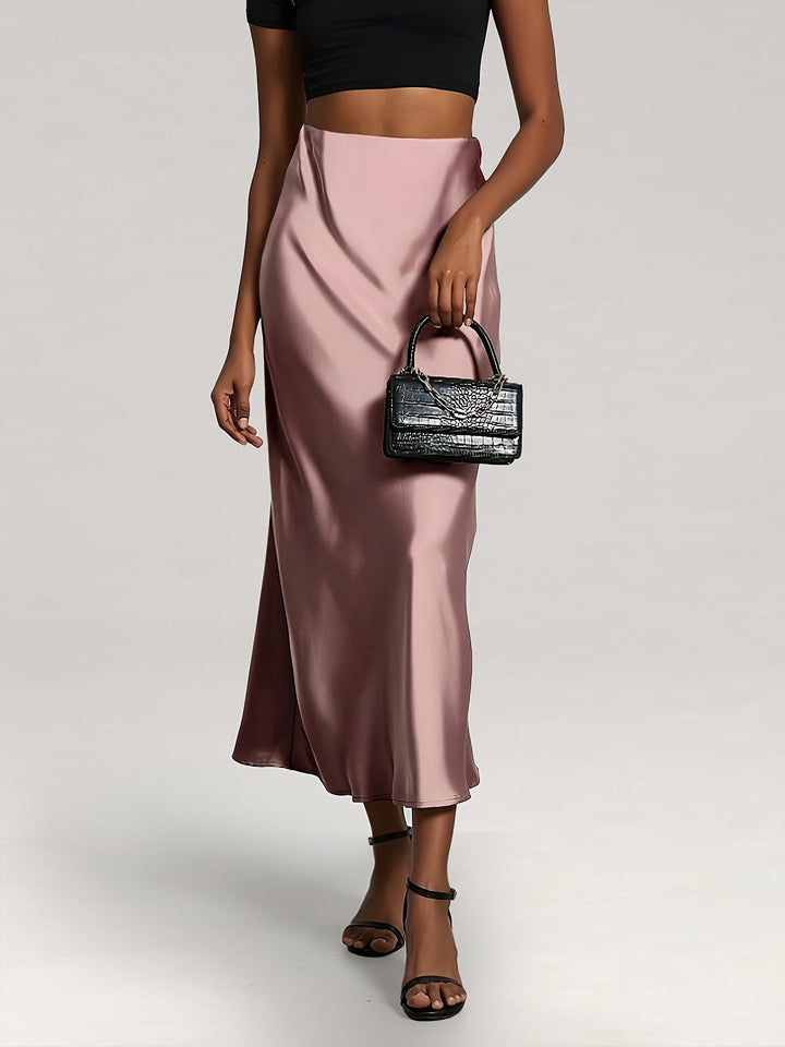 Greya | Midi-Satinrock mit Hoher Taille und Eleganter Fall