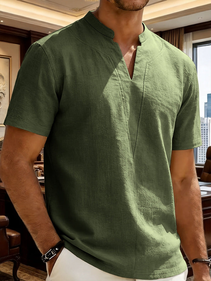 Grexric | Herren Leinenhemd mit Mao-Kragen und lockerer Passform