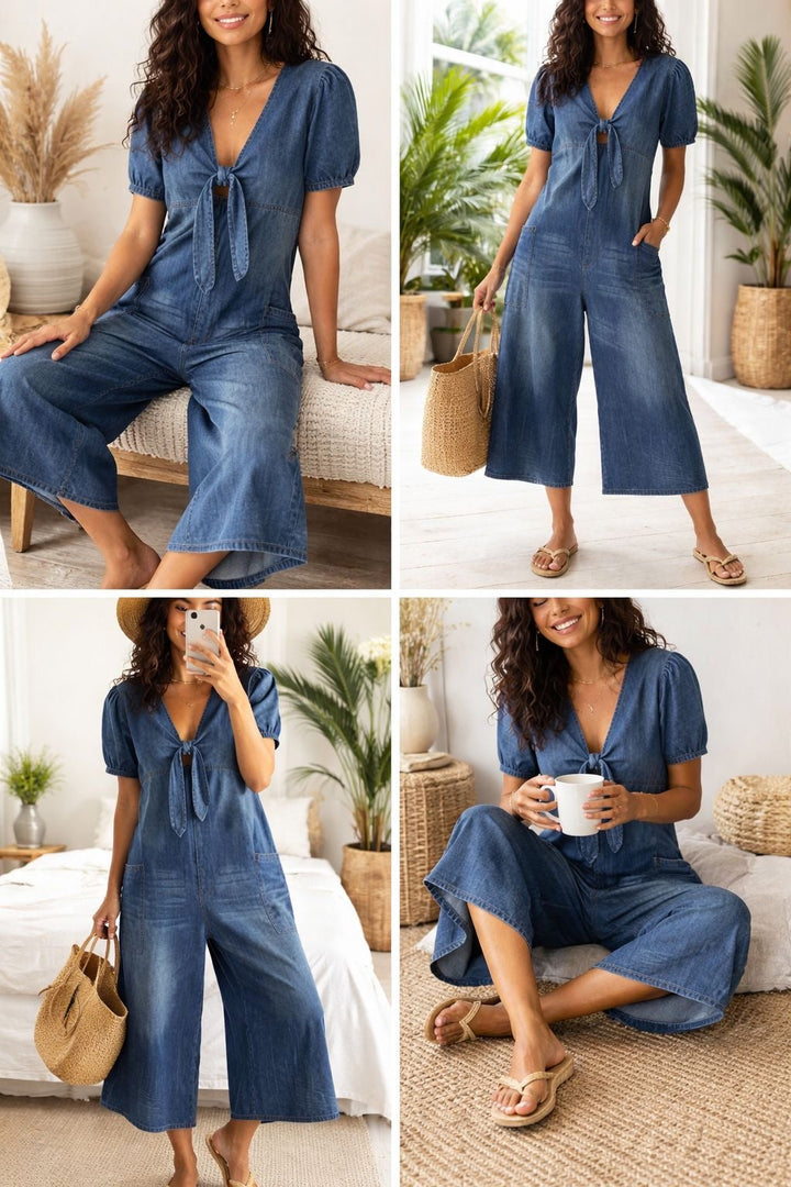 Winslet | Moderner Denim-Look Lockerer Overall