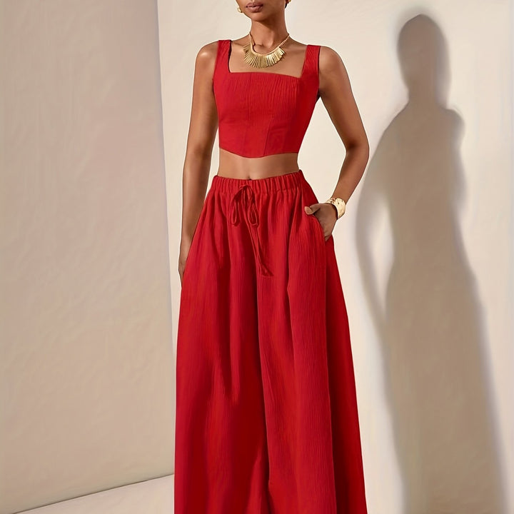 Alessia | Set aus Top mit Trägern und weit geschnittenen Hosen mit Taschen