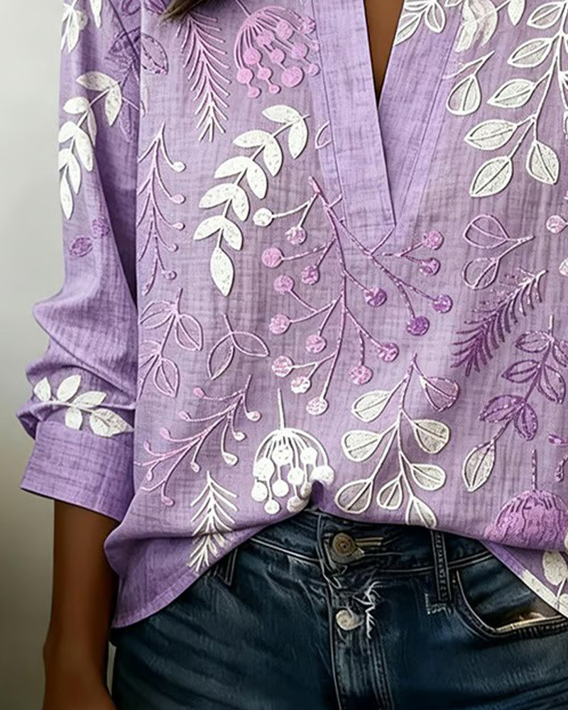 Kenzie | Bluse mit sanftem V-Blumenmuster