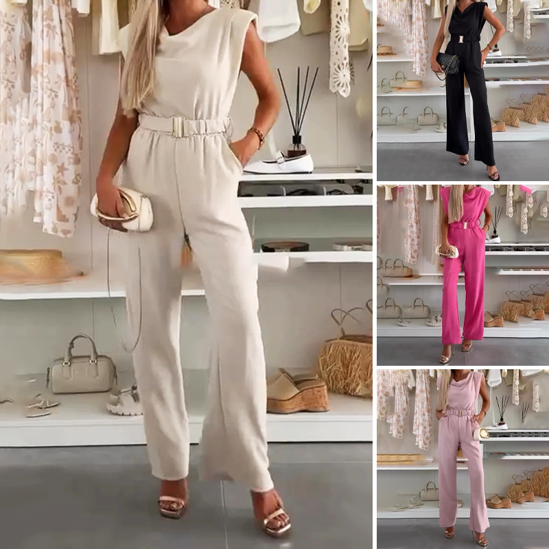 Kaia | Ärmelloses Jumpsuit mit Drapée-Ausschnitt und Taschen