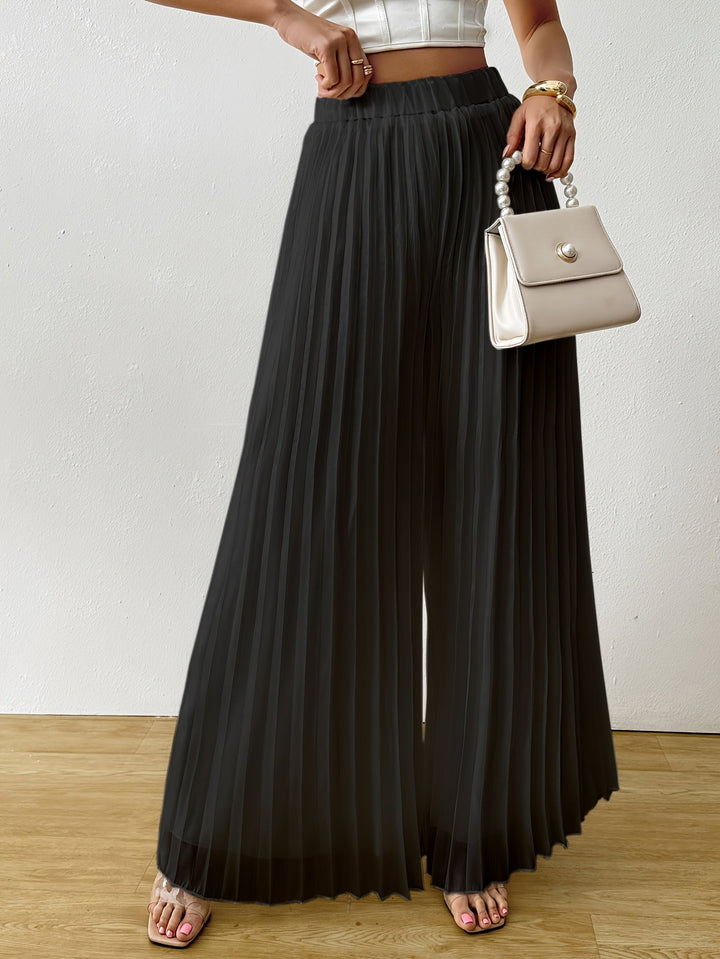Uliquin | Plissierte weit geschnittene Hose mit elastischem Bund und elegantem Fall