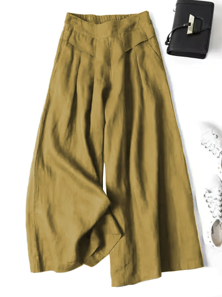 Brisae | Vintage-Style Leinen-Weitbein-Hosen