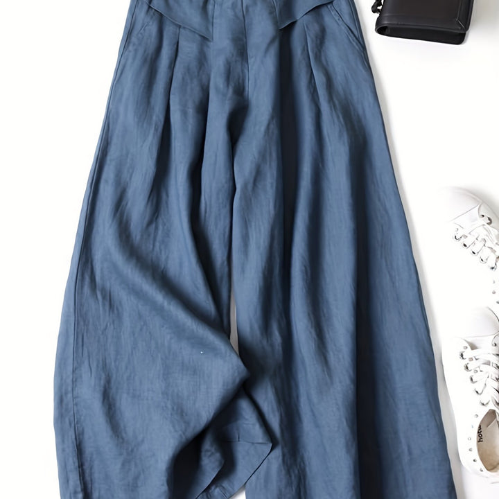 Brisae | Vintage-Style Leinen-Weitbein-Hosen