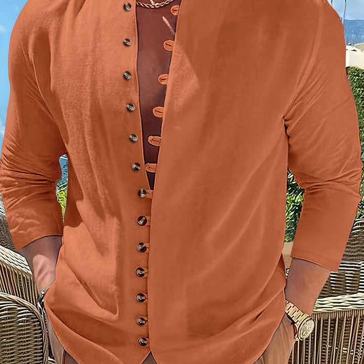 Haviron | Retro-Hemd für Herren mit langen Ärmeln und lockerer Passform