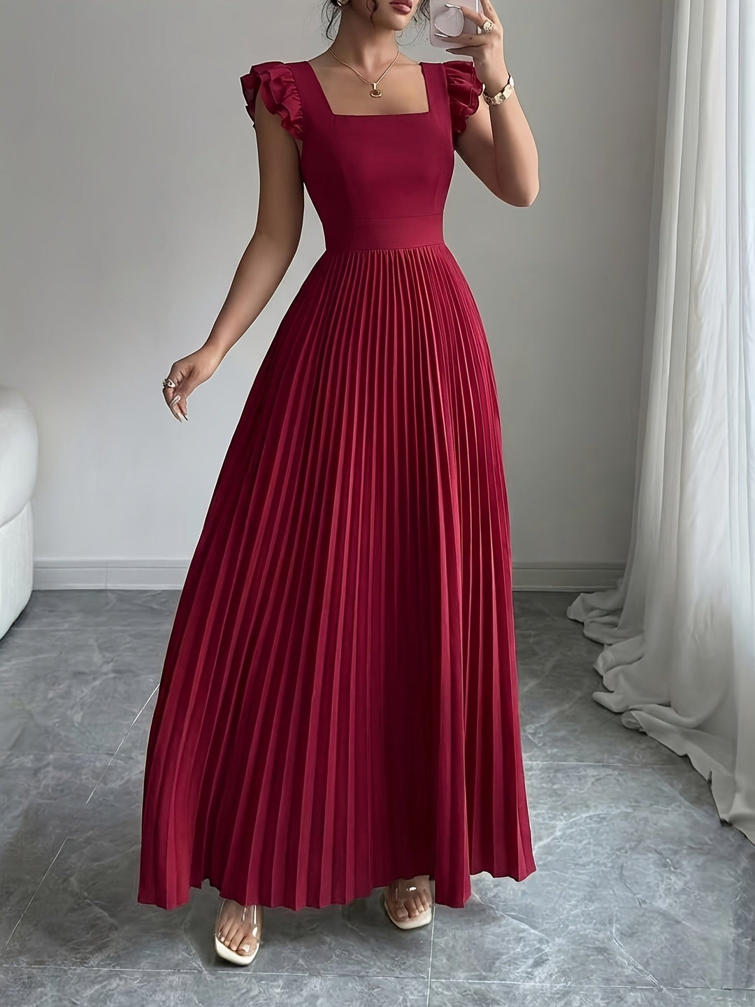 Oxeris | Langes Floral Kleid mit Falten und zeitloser Eleganz