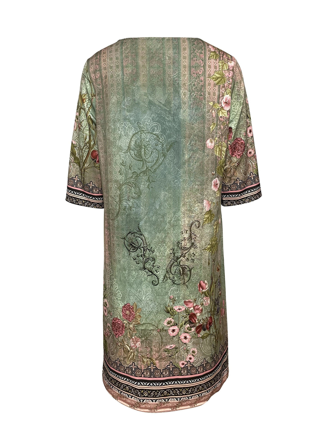 Ariella | Vintage V-Neck Dress with 3/4 Sleeve and Relaxed Fit