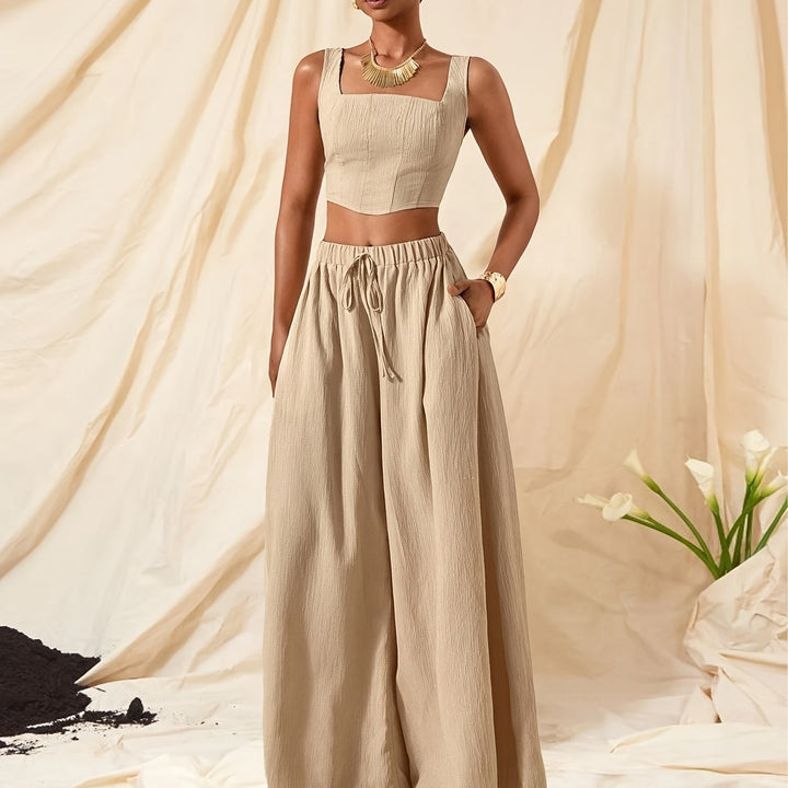 Alessia | Set aus Top mit Trägern und weit geschnittenen Hosen mit Taschen