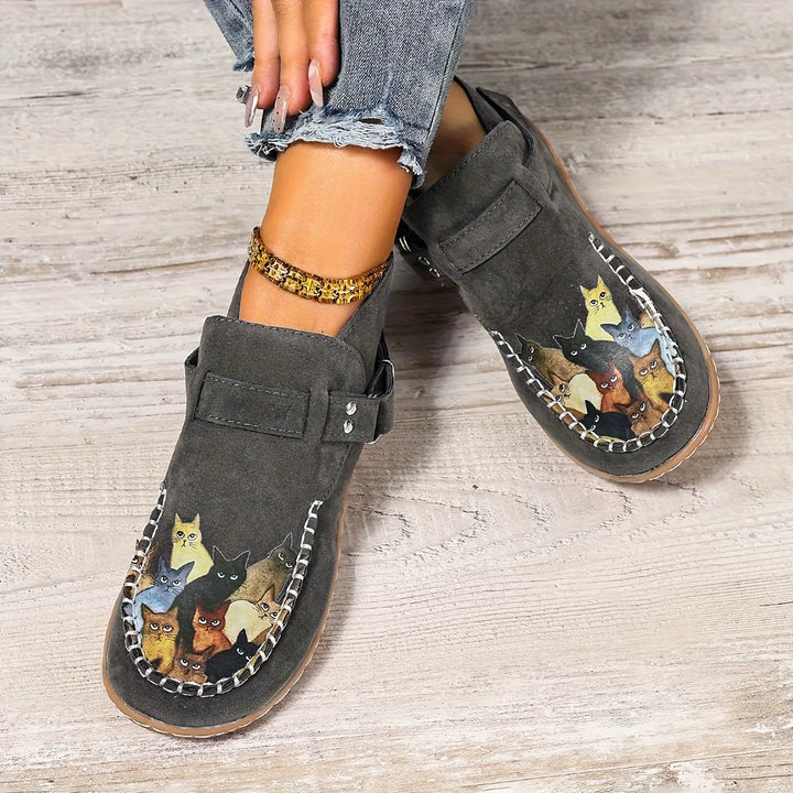 Stephanie | Slip-On-Schuhe mit Katzenmuster