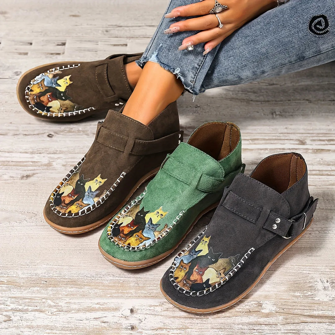 Stephanie | Slip-On-Schuhe mit Katzenmuster