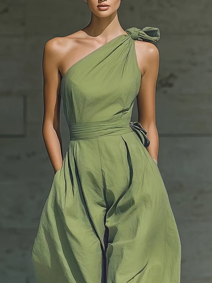Juveth | Eleganter Ein-Schulter-Jumpsuit mit weitem Bein und definiertem Taillenschnitt