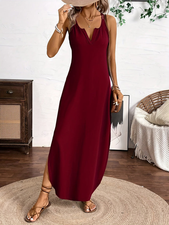 Sailor | Midi-Kleid mit Spaghettiträgern, V-Ausschnitt und lässigem Stil