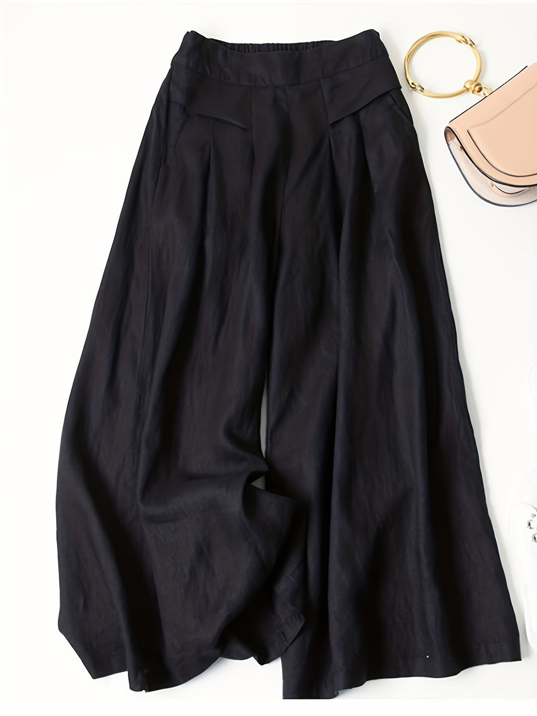 Brisae | Vintage-Style Leinen-Weitbein-Hosen