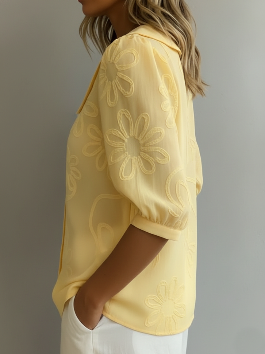 Gavira | Leichte Bluse mit floralem, natürlichem Eleganz