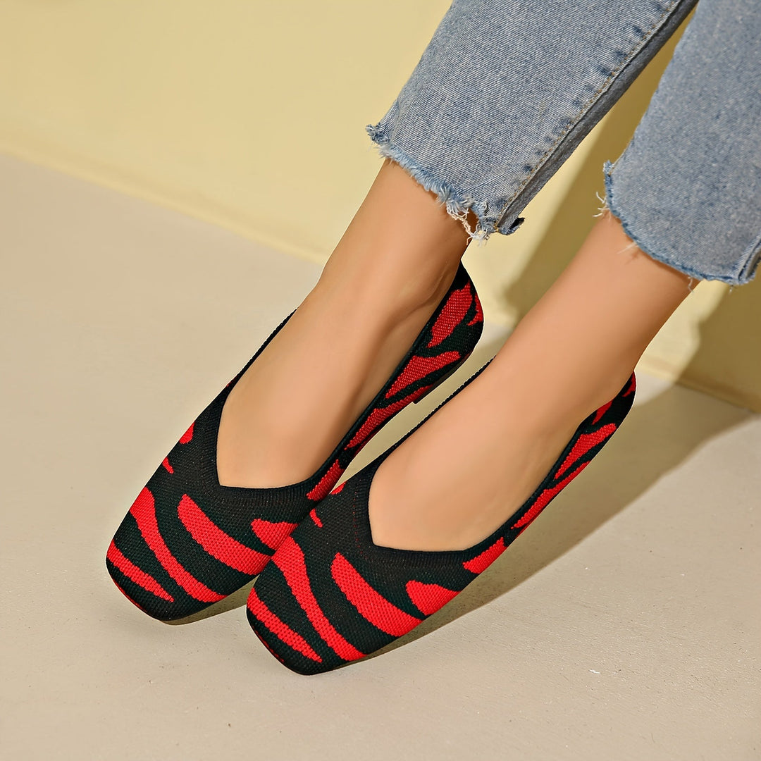 Ivara | Elegante Ballerinas mit Zebra-Muster und Quadratzehen