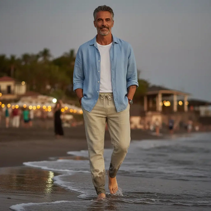Sorevani | Leichte und Atmungsaktive Leinen Strandhose