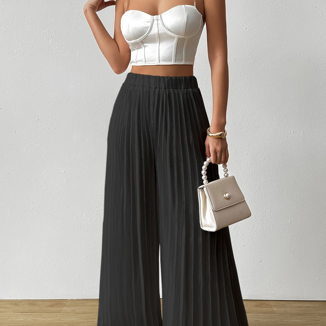 Uliquin | Plissierte weit geschnittene Hose mit elastischem Bund und elegantem Fall