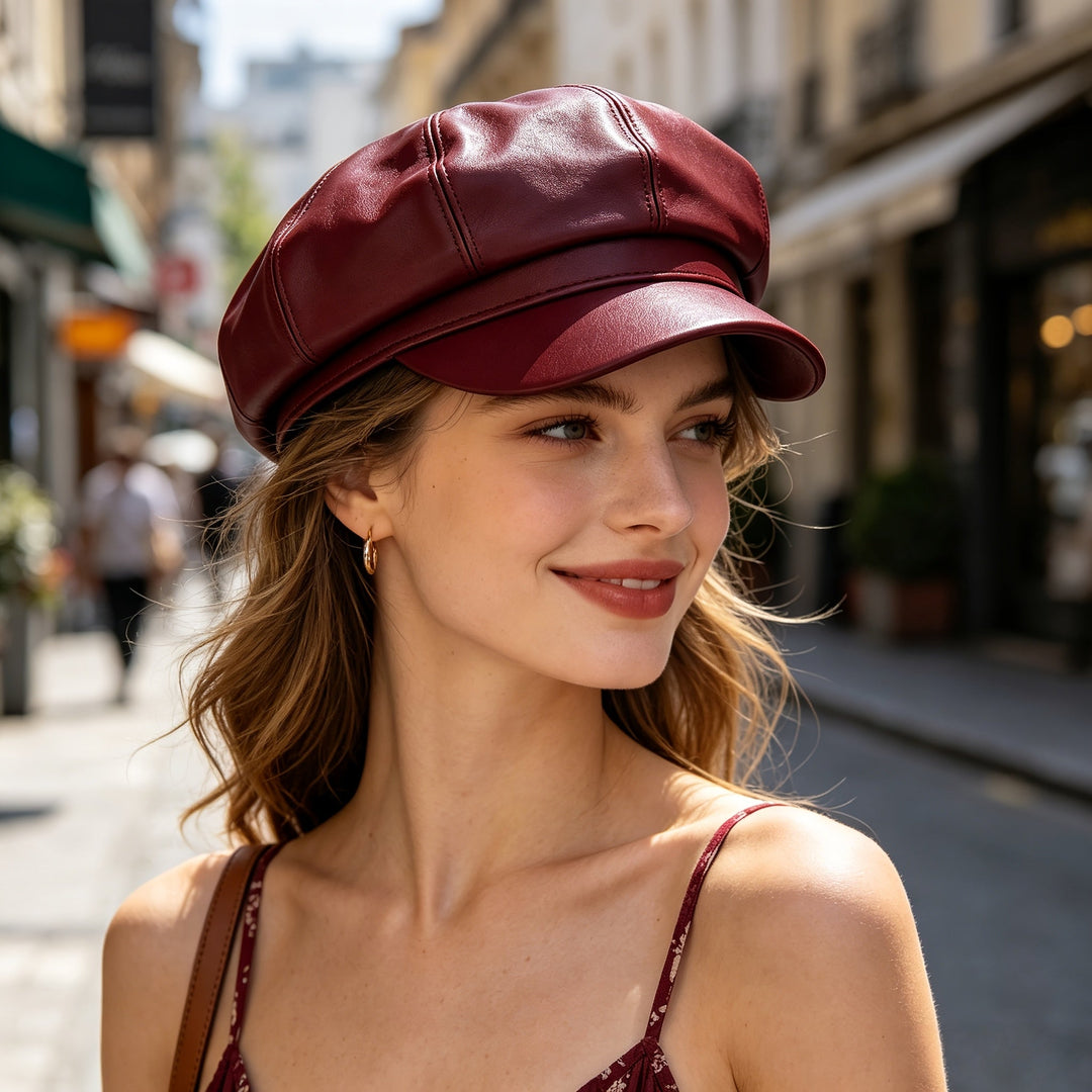 Blair | Britische Leder-Beretmütze für Frauen