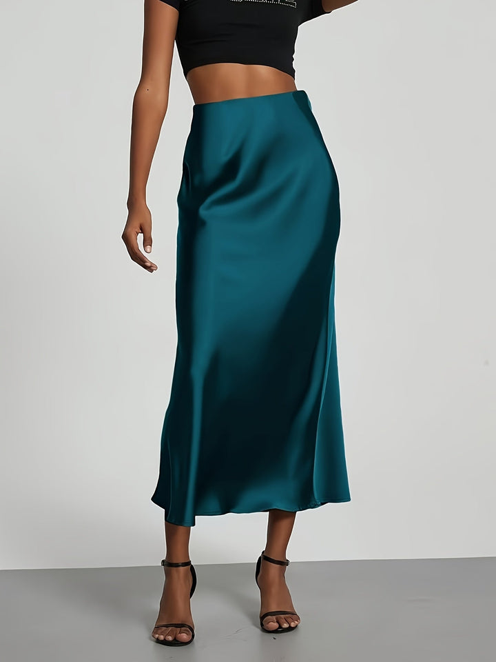 Greya | Midi-Satinrock mit Hoher Taille und Eleganter Fall
