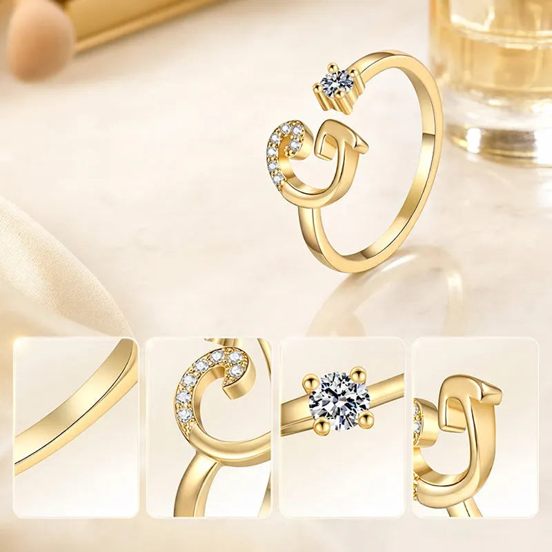 Miranda | Verstellbarer Ring mit Glänzender Initiale